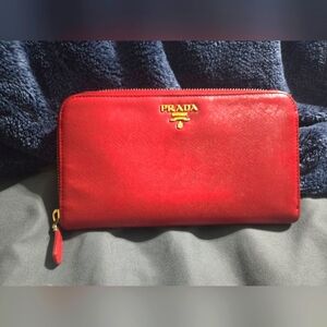 Prada Saffiano Leather Zip around wallet